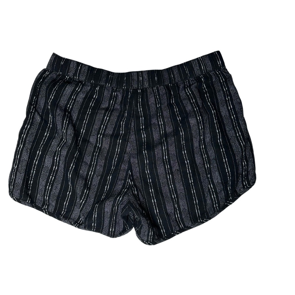 Madewell Linen Blend Pull On Shorts Black White Stripe Textured G2414 M - Picture 3 of 7